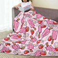 thumbnail image 6 of Honeii Strawberry Popsicle Print Fleece Blanket - Throw Blanket for Bed, Sofa, Couch, Camping, and Travel , Microplush Ultra Soft Warm Blanket-40"x30", 6 of 7