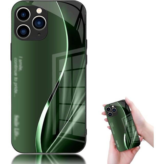 Curranet Dazzle Color Flow Case for iPhone, Gradient Lines HD Full Coverage Anti-Fall Simple Case for iPhone 12 13 14 15 16 Pro Max (Green,for iPhone 16 Promax)