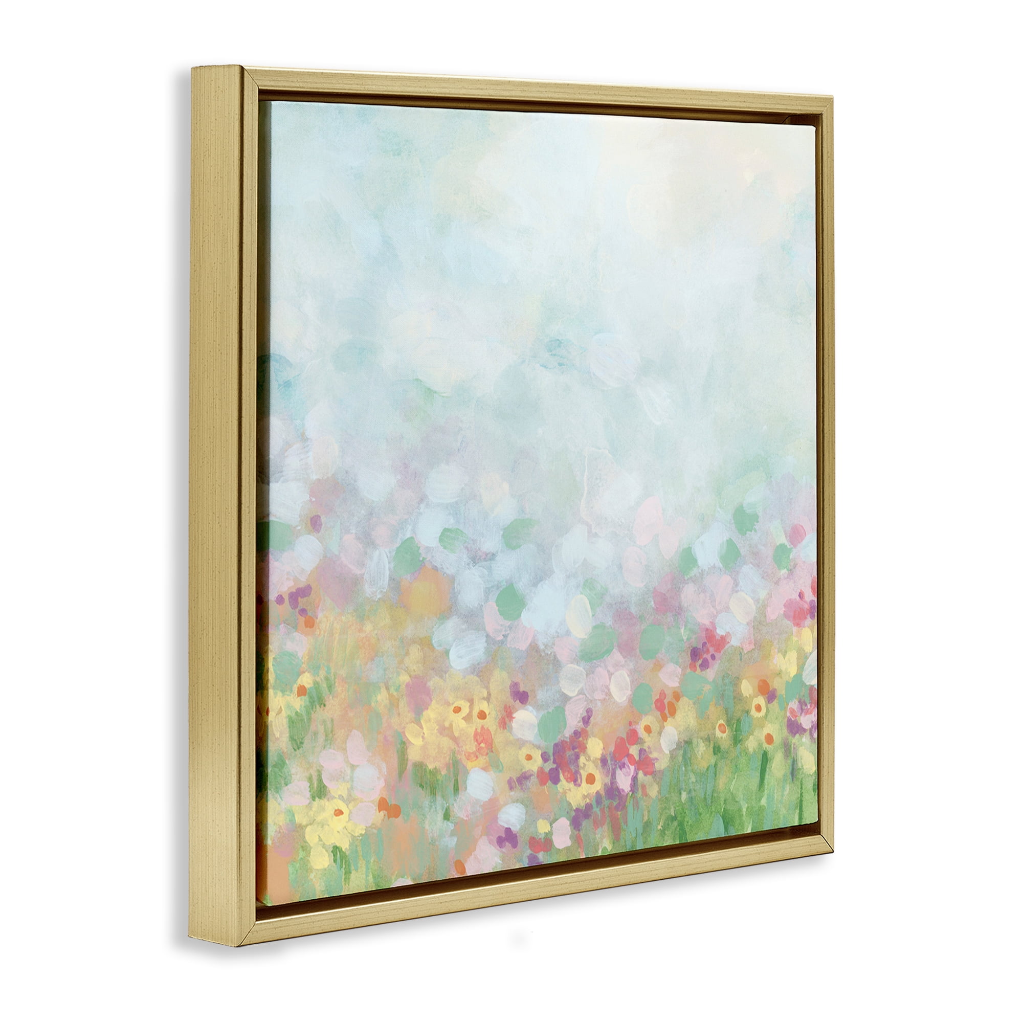 Stupell Industries Abstract Daisy Field Abstract Painting Gold Floater Framed Art Print Wall Art, 25 x 25