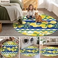 thumbnail image 5 of Watercolor Lemon Botanical Round Area Rug 3Ft Washable Small Circle Rugs for Kitchen Entryway, Summer Navy Blue Yellow Plaid Non-Slip Carpet Floor Mats Indoor Outdoor Carpet Runner Home Decor, 5 of 8