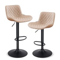 Kidol & Shellder Bar Stools Set of 2 Soft Adjustable Swivel Counter Stools,Khaki