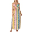 thumbnail image 2 of Lucakuins Vestido sin mangas para mujer, sin mangas, con cuello en V, estampado gráfico, vestido maxi de verano para vacaciones Lucakuins moda, 2 of 9