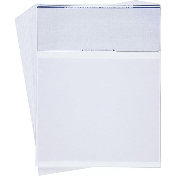 Computer Check Paper - 100 Sheets - Business Checks on Top - Security Features & Laser Printer Compatible with Quickbooks Blank Check Stock - Blue Diamond