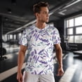 thumbnail image 3 of Wukai Lavender Flowers Print Men's Short-Sleeved Mesh T-Shirt,Quick-Dry Short Sleeve Workout T-Shirt-, 3 of 8