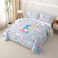 thumbnail image 3 of meiyoeat Cute Unicorn E Initial Twin Quilt Set for Boys Girls, Cartoon Monogram Twin Coverlet Set, Blue Multicolor, 2 Pieces, 3 of 7