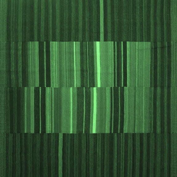 Ahgly Company Indoor Square Abstract Emerald Green Contemporary Area Rugs, 6' Square