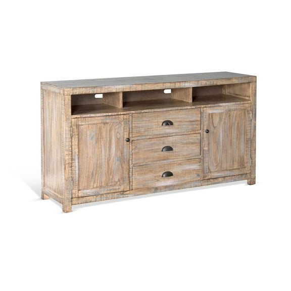 Sunny Designs Durango 60" Solid Wood TV Stand in Weathered Brown