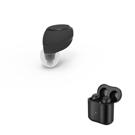 CONTEC CMS12H Personal Sound Amplifiers for Ears Mini Invisible Rechargeable Noise Cancelling for Seniors Volume Control with Portable Charging Case  Black
