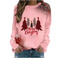 thumbnail image 1 of Staron Women Christmas Shirts Merry Christmas Leopard Plaid Tree Print Crewneck Sweatshirt Casual Round Neck Fashion Sweatshirts Ugly Cute Tops Gifts Under 10 Dollars for Women, 1 of 4