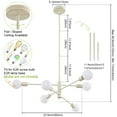 thumbnail image 3 of Deyidn 6-Light Sputnik Chandelier with Adjustable Height, Vintage White Rubbed Gold Ceiling Light Fixture for Dining Room Kitchen Island, 3 of 7