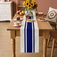thumbnail image 2 of Navy Blue Stripes Table Runner - 70 Inch Long Geometric Vintage Country Simple Cotton and Linen Blended Dress Scarves Farmhouse Table Runner for Kitchen Dining, Coffee Table, 13" x 70", 2 of 8