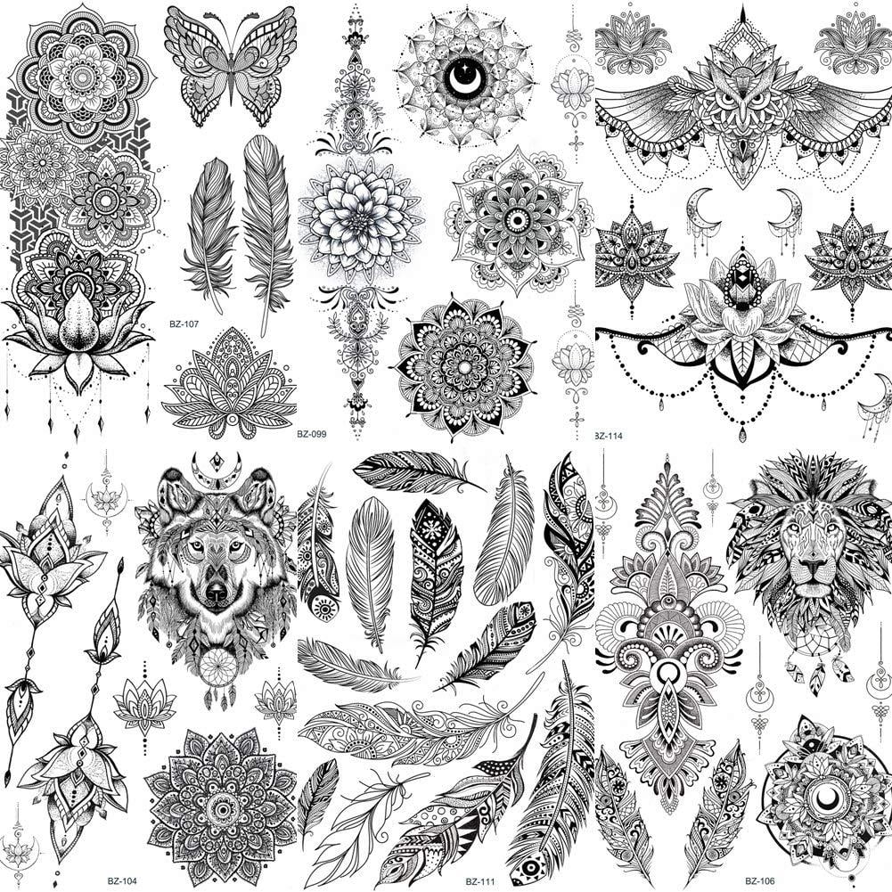 Coktak 6 Pieces Lot Unique Black Henna Temporary Tattoo Stickers For Adults Women Girls Feather Mandala Flower Body Art Large Big Arm Tattoos Sheet Lace Indian Mehndi Sexy Wedding Tatoos P Walmart Com Coktak 6 Pieces Lot Unique Black Henna Temporary Tattoo Stickers For Adults Women Girls Feather Mandala Flower Body Art Large Big Arm Tattoos Sheet Lace Indian Mehndi Sexy Wedding Tatoos P Walmart Com