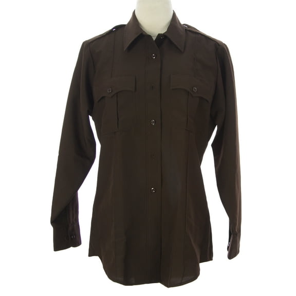 FLYING CROSS Women's LS Button-Front Uniform Shirt Sz 44 Long Brown