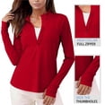 thumbnail image 4 of Wensltd Hauts à Manches Longues pour Femmes Couleur Unie Protection Solaire Légers Sports de Plein Air Course Randonnée Chandails Rouge, 4 of 8
