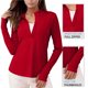 thumbnail image 5 of Craaazy Women Athletic Half Zip Top, Solid Color Long Sleeve Sun Protection Shirt, Slim Fit Stand Collar Top for Workout Gifts, 5 of 8