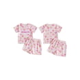 thumbnail image 2 of BemeyourBBs Toddler Baby Girl Birthday Outfits 1st 2nd 3rd Years Old Birthday Summer Clothes Letter Embroidery Crew Neck Short Sleeve T Shirt Tops and Elastic Waist Shorts Set, 2 of 9