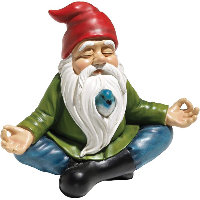 Estatua de gnomo de jardín zen, 14 cm, poliresina, paleta a todo color