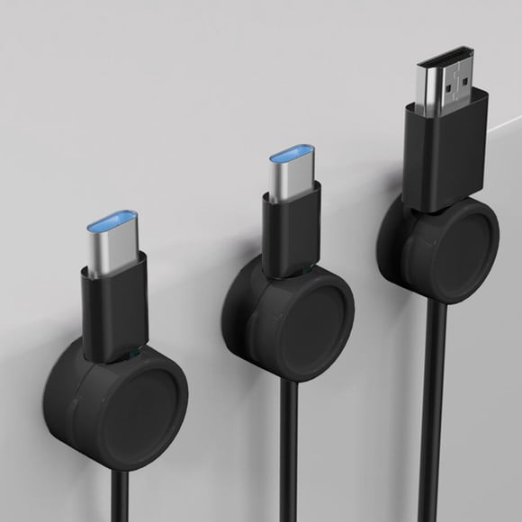 Feltree 3-Pack Round Magnetic Cable Organizer for Desktop Phone Charging and Data Cord Management
