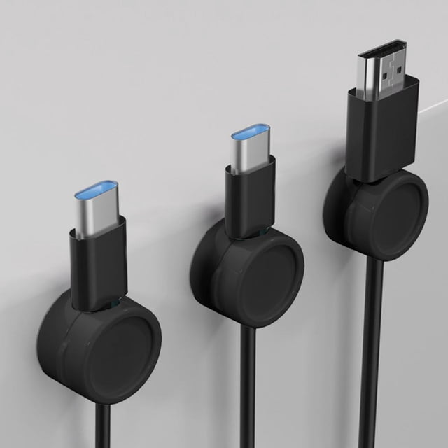 Feltree 3-Pack Round Magnetic Cable Organizer for Desktop Phone Charging and Data Cord Management