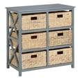thumbnail image 1 of eHemco 3 Tier X-Side End Storage Cabinet with 6 Wicker Baskets, Gray, 1 of 4