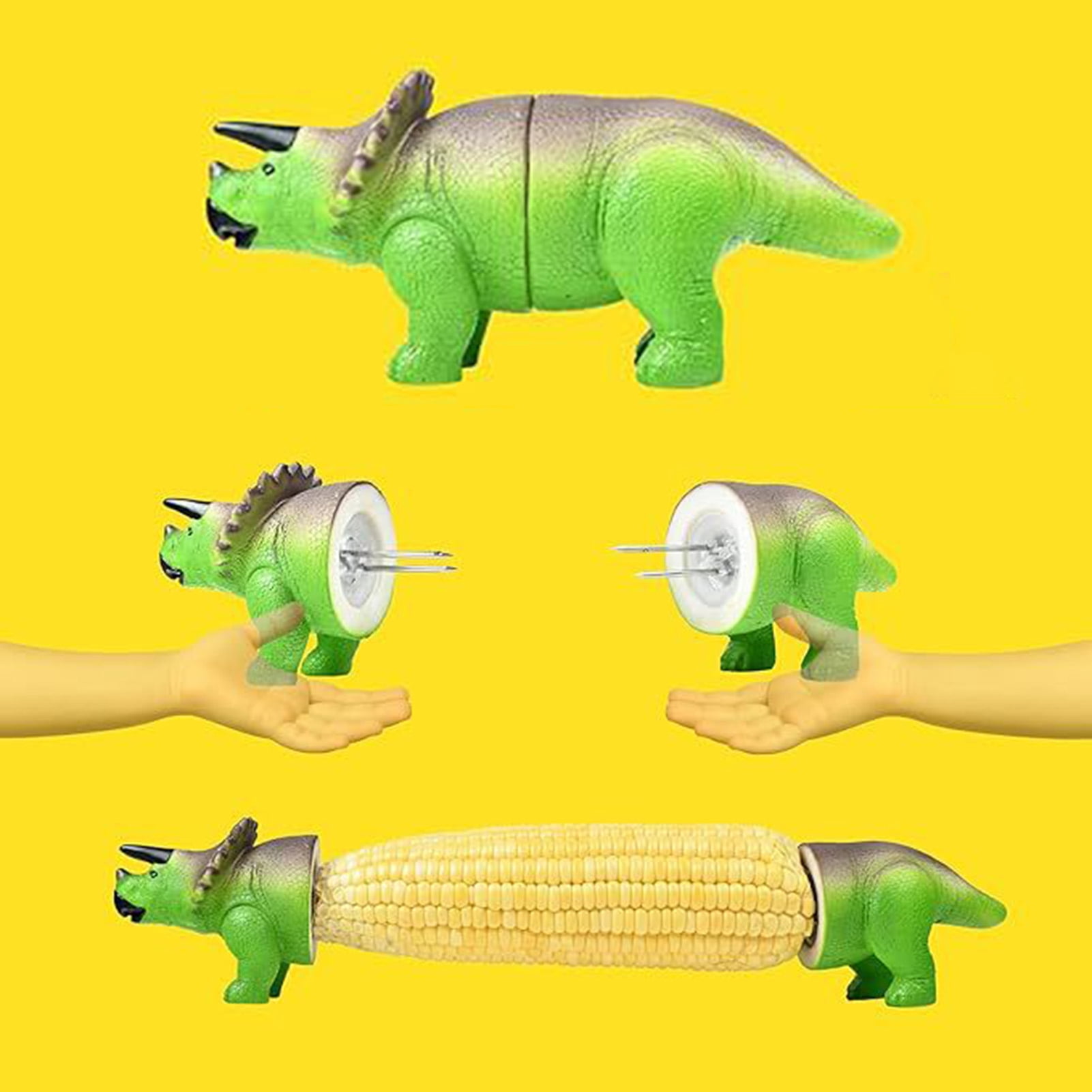 OIUR Dinosaur Corn Cob Holders for Kids Adults Reusable Corn Cob Skewers Dinosaur Corn Picks Kitchen Table Decoration