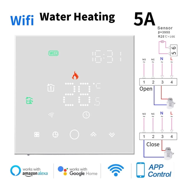 WiFi Thermostat 16A 5A Smart Touch Warm Floor Temperature Controller Electric Floor Heating Gas Boiler Tuya APP Remote Control ,Easy to Install