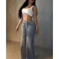 thumbnail image 3 of CHICME Jeans for Women Rhinestone High Waist Wide Leg Casual Boyfriend Denim Pants with Matching Sparkly Belt Blue-S, 3 of 9
