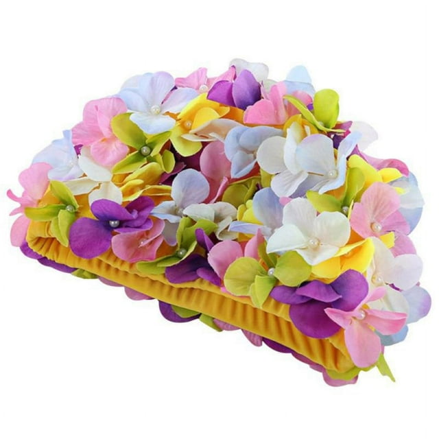 YOPTOP Bonnet de Bain pour Femmes à Pétales Floraux, Style Rétro, pour Cheveux Longs/courts, Multicolore