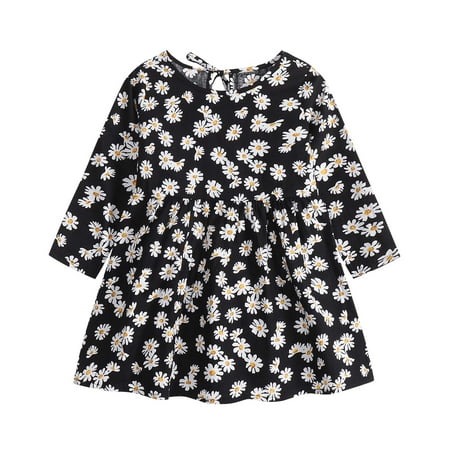 

Herrnalise Toddler Baby Girl Clothing Long Sleeve One-Piece Floral Print Dress Autumn Kids Skirt