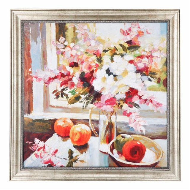 Benzara BM145697 Floral Wall Art Framed Beautifully, Multi Color