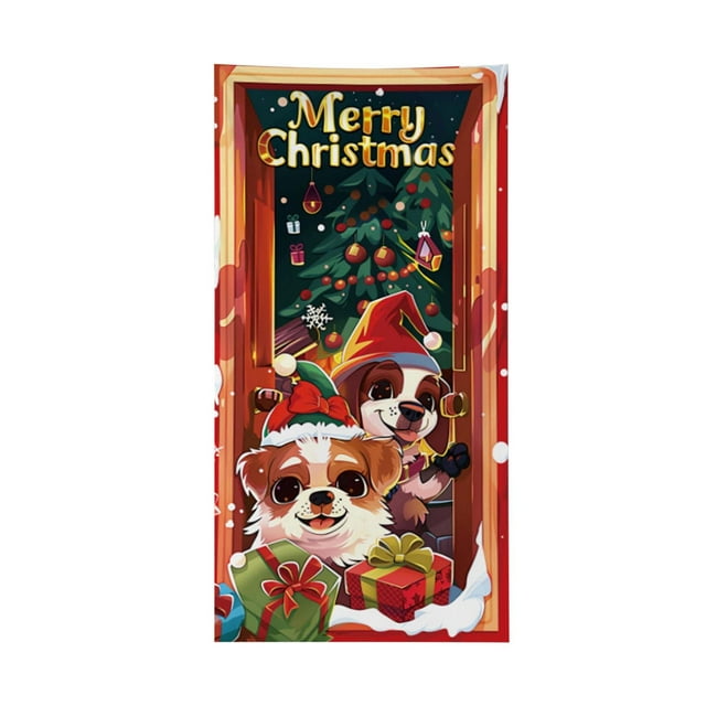 Decoraciones de Navidad Decoración de la Puerta de Navidad de 6.66x2.99 Pies Decoración de la Puerta de Regalo de Santa Claus