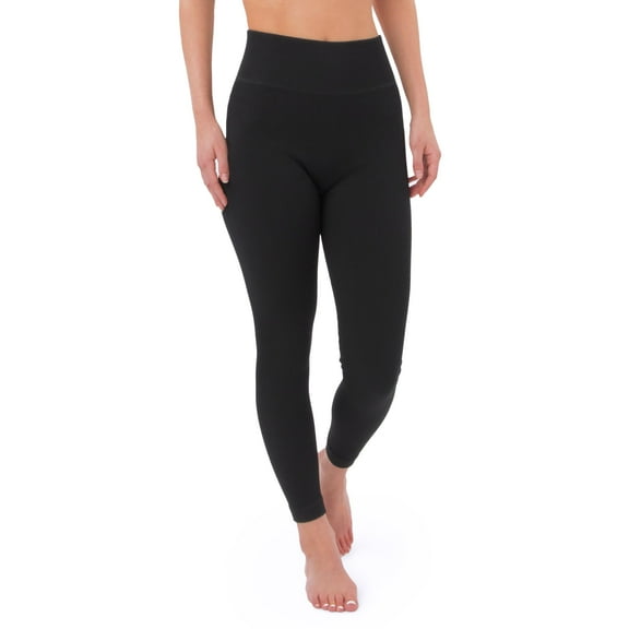 SATINA High Waisted Full Length Tummy Control Leggings, Ribbed Leggings, Joggers Black