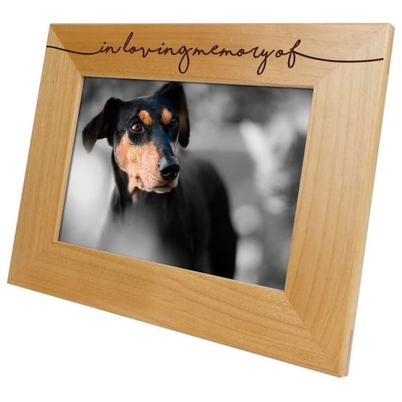 Pet Picture Frame Wooden Engraved Table Top Home Decor Casual Style Personalized Memorial Gift Loss of Pet Remembrance Sympathy Ornament (Red Alder Wood, 4x6 Horizontal-In Loving Memory)