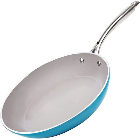 Gotham Steel Non stick Frying Pan Skillet, 12” Ceramic Nonstick Skillet, Nonstick Frying pan, Omelette Pan, Induction Pan, Compatible with All Stovetops, Oven & Dishwasher Safe, Aqua Blue