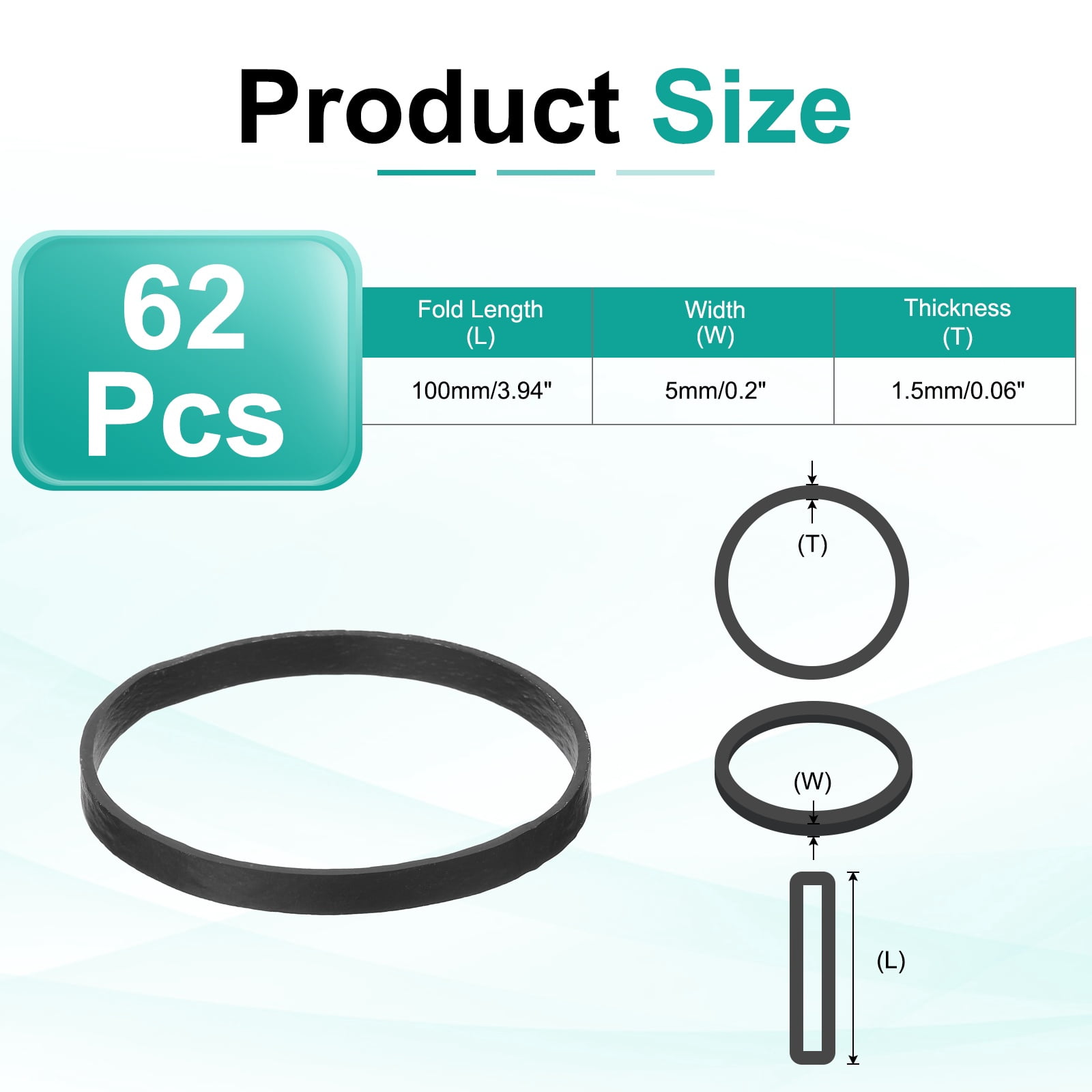 600Pack Rubber Bands, 3.94x0.2 Inch Elastic Bands for Office Supplies, Black