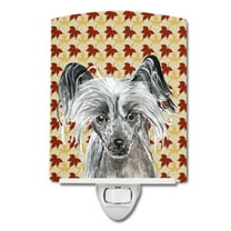 Chinese Crested Fall Leaves Ceramic Night Light