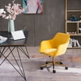 thumbnail image 4 of SYNGAR Accent Chair, Modern Velvet Fabric Vanity Chair, 360° Swivel Task Chair, Height Adjustable Office Chair, Comfy Upholstered Leisure Armchair with Soft Back, for Home Office, Yellow, D4416, 4 of 9