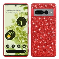 JTCASES for Google Pixel 8 Case, Glitter Bling Backplane Soft Silicone for Girls Women Shockproof Anti-Slip Protective Cover Compatible with Google Pixel 8, Red