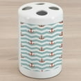 thumbnail image 1 of Anchor Ceramic Toothbrush Holder, Simple Pattern Anchor Stripe Art Welcoming Wavy Water Tiled Surface, Decorative Versatile Countertop for Bathroom, 4.5" X 2.7", Turquoise Red, by Ambesonne, 1 of 4