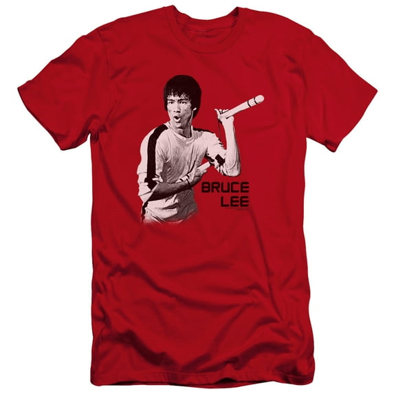 Bruce Lee Nunchucks Premium Canvas T-Shirt Adult Slim Fit 30/1 Red