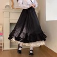 thumbnail image 4 of Gidyq Vintage Lace Patchwork Black Skirt Women French Elegant Ruffles A Line Skirt Female Japanese Fashion Lolita Midi Skirt, 4 of 19