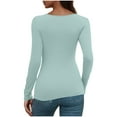 thumbnail image 4 of fatyb Women's Cutout Tops Casual Long Sleeve Slim Ribbed Knit Tees Womens Fashion Going out T Shirts, 4 of 7