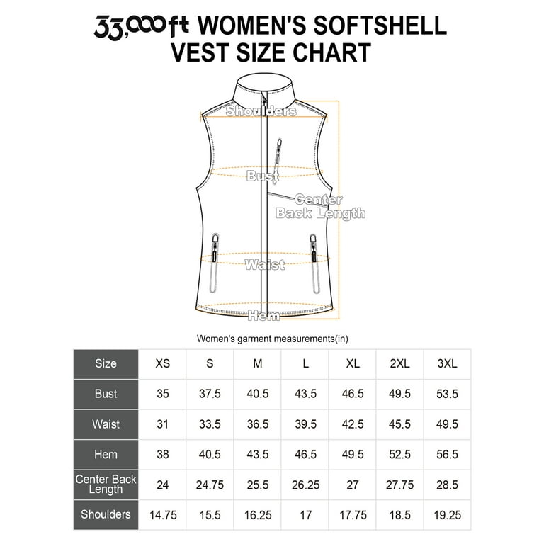 33,000ft Women's Running Vest Fleece Lined Zip Up Windproof Lightweight  Softshell Vests Outerwear for Golf Hiking Sports