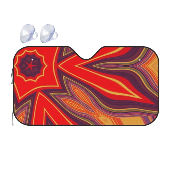YFYANG Front Windshield Sun Shade, Red Abstract Star Foldable Car Visor for Cars, Trucks, SUVs, Medium