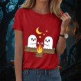 thumbnail image 2 of TOWED22 Halloween T Shirt Women Crew Neck Short Sleeve Cute Bow Ghost Graphic T Shirts - Spooky Print Loose Top Funny Fashion Clothes(Red,S), 2 of 8