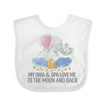 Inktastic My Oma and Opa Love Me to the Moon and Back Elephants Boys or Girls Baby Bib
