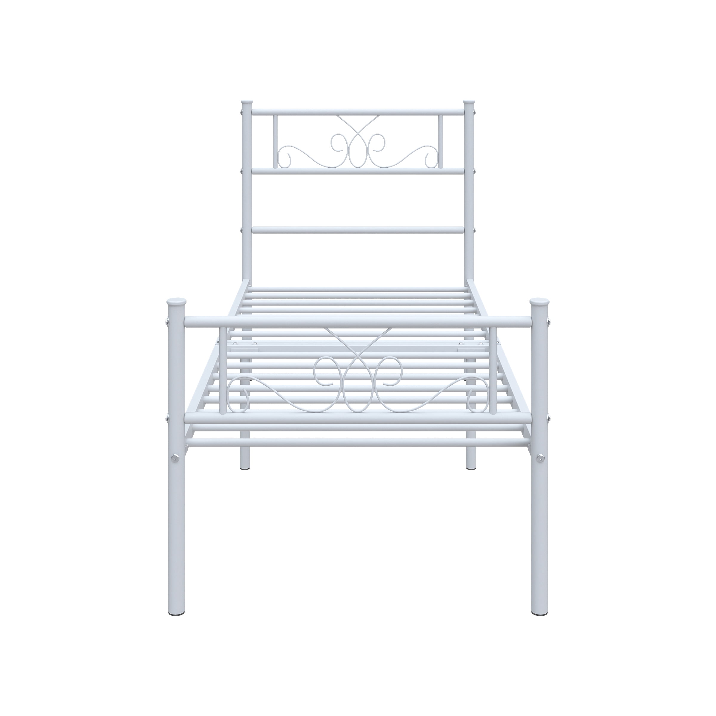 Yoneston Easy Set-Up Metal Bed Frame Platform No Box Spring with Headboard and Footboard, Twin, White