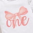 thumbnail image 4 of ZEHJUHAN Baby Girl's Birthday Tutu Set: Letter Print Short Sleeve Romper + Fluffy Skirt + Headband + Leggings, 4-Piece Outfit Pink3，9-12M, 4 of 11
