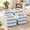 Blue/White-13"x13"x13", variant on 13"x15"x13" Blue/White Stripe Linen Storage Cubes, Pack of 4 for Home Organizing
