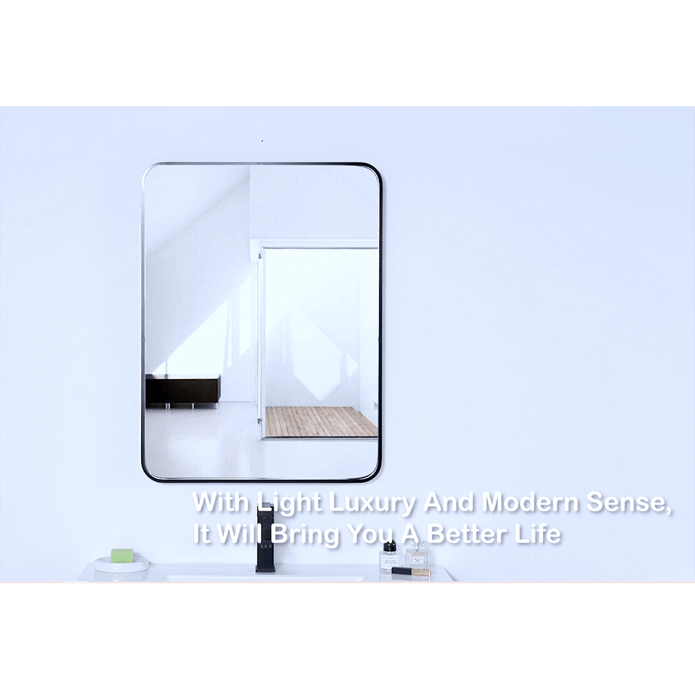Kepooman 24" Rectangle Wall Mirror with Metal Frame, Modern Decor for Entryways, Washrooms, Living Rooms Inch, Black